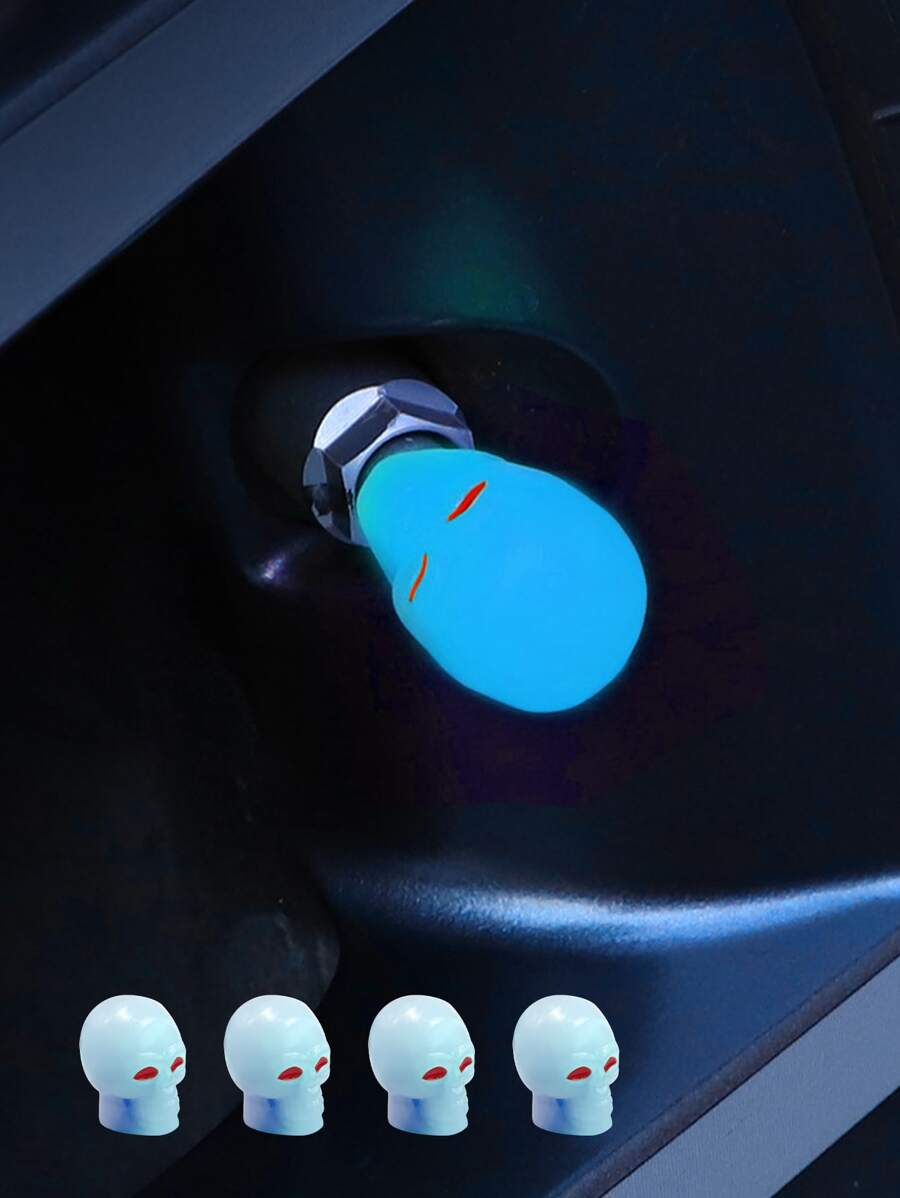 4 gói Vỏ van lốp ô tô phát sáng trong bóng tối - Màu xanh lam - Xem 1