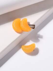2入組模擬水果裝飾鴨嘴夾 - 橘色 - 查看 2
