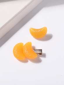 2入組模擬水果裝飾鴨嘴夾 - 橘色 - 查看 3