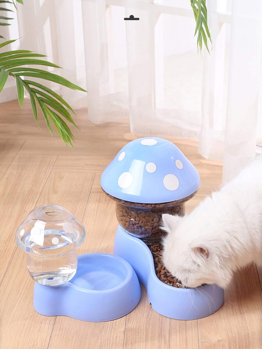 2入組蘑菇設計寵物水和餐飲喂食器適用於貓和狗狗適用於寵物餵養