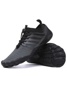 女士速干抽绳设计水鞋，运动户外溪鞋，沙滩装，女士拖鞋 - 黑色 - 查看 3