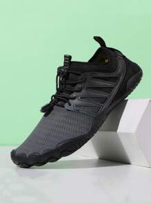 女士速干抽绳设计水鞋，运动户外溪鞋，沙滩装，女士拖鞋 - 黑色 - 查看 4