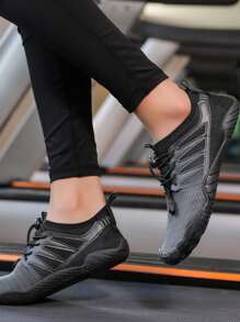 女士速干抽绳设计水鞋，运动户外溪鞋，沙滩装，女士拖鞋 - 黑色 - 查看 5