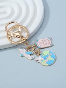 Airplane Charm Keychains For Daily Use Key Decoration Gift For Friend Casual Car Accessories Bag Charm School Cute Goth Y2k Bag Accessories Lanyards With Id Holder Car Accessories Bag Charms Car Accessories Teacher Sister Gift Ideas - Light Grey - View 1