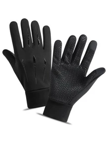 1pair Touch Screen Anti-Slip Sports Gloves,Suitable For Cycling,Riding Motorcycle And Skiing,Black Gloves,Winter Hand Warmers