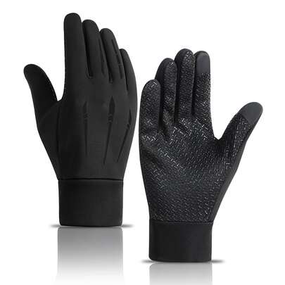 1pair Touch Screen Anti-Slip Sports Gloves,Suitable For Cycling,Riding Motorcycle And Skiing,Black Gloves,Winter Hand Warmers