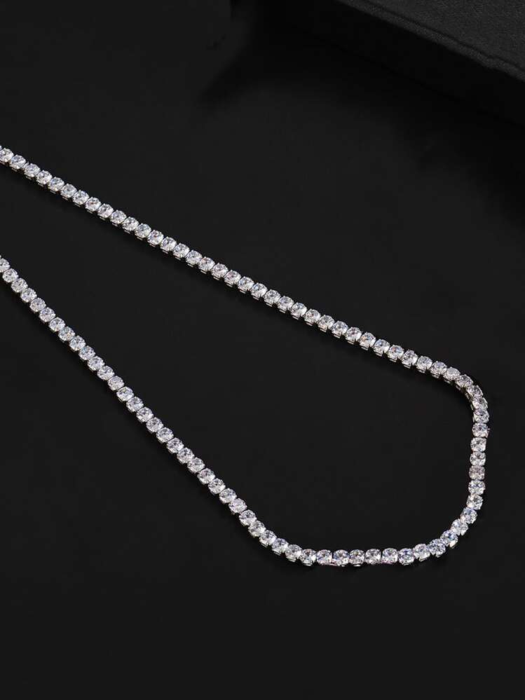 ORSA JEWELS Collar de plata con decoración de circonita cúbica para mujer, joyería fina para boda nupcial - Plateado - Añade 2