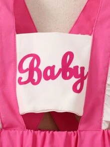 SHEIN Playful Pals 寶寶女孩字母圖形荷葉邊連體裙