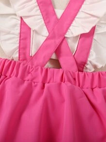 SHEIN Playful Pals 寶寶女孩字母圖形荷葉邊連體裙