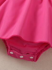 SHEIN Playful Pals 寶寶女孩字母圖形荷葉邊連體裙