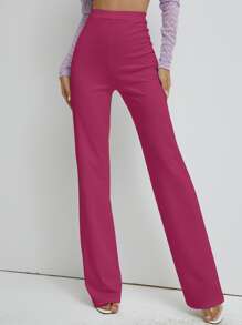 S BETRO High Waist Straight Leg Trousers - Hot Pink - View 1