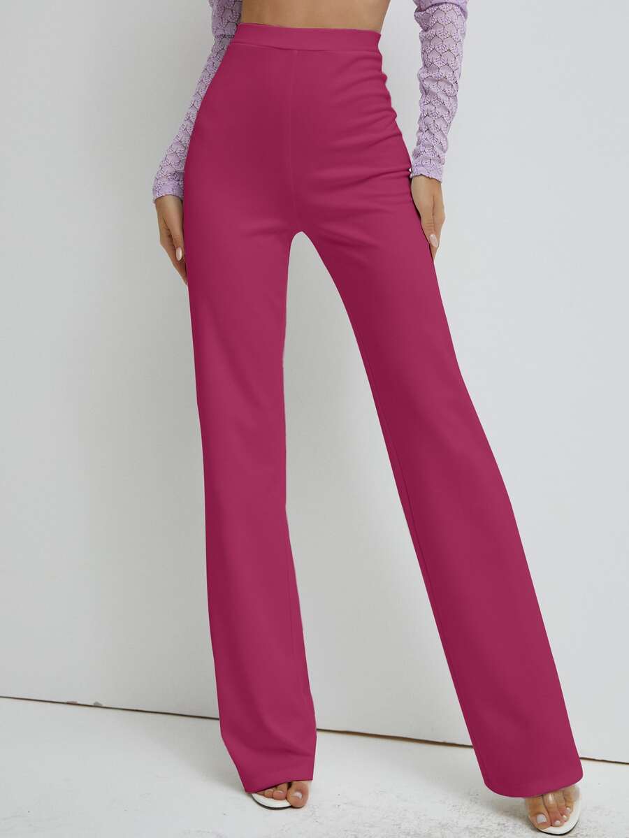 S BETRO High Waist Straight Leg Trousers - Hot Pink - View 1