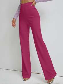 S BETRO High Waist Straight Leg Trousers - Hot Pink - View 3