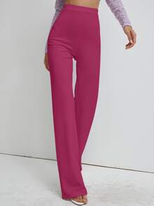 S BETRO High Waist Straight Leg Trousers - Hot Pink - View 5