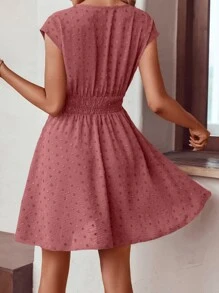 Breezaya 圓點交疊領蝙蝠袖洋裝 - 粉色 - 查看 2