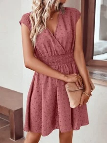 Breezaya 圓點交疊領蝙蝠袖洋裝 - 粉色 - 查看 4