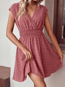 Breezaya 圓點交疊領蝙蝠袖洋裝 - 粉色 - 查看 6