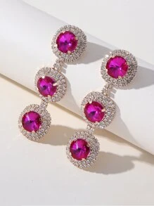 1pc Rhinestone Decor Drop Earrings Copper Jewelry