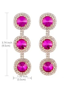 1pc Rhinestone Decor Drop Earrings Copper Jewelry