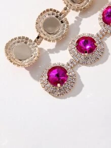 1pc Rhinestone Decor Drop Earrings Copper Jewelry