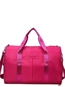 防水大容量尼龍旅行包合適適合旅行,商業,運動,健身,戶外露營,游泳,海灘,瑜伽,舞蹈 - 玫紅色 - 查看 2