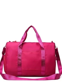防水大容量尼龍旅行包合適適合旅行,商業,運動,健身,戶外露營,游泳,海灘,瑜伽,舞蹈 - 玫紅色 - 查看 4