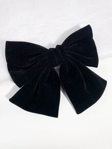 1pc 20cm Black Fabric Regular Bowknot Hair Clip Hair Accessory, Leopard Print For Women, Street Style Claw Clips Hair Claws Hair Barrettes, Winter Outfit For Women, Bows, Cute, Hair Accessories, Head Accessories, Hair Accessories For Women - Black - View 4