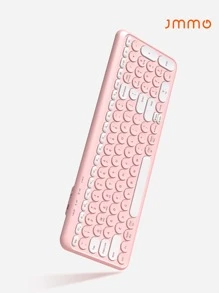 JMMO Wireless Keyboard,2.4GHz USB Wireless Keyboard With Dual Mode Round Keys Keyboard,Support Devices For Windows/Chrome OS/Android/IOS/TV - Pink - View 1
