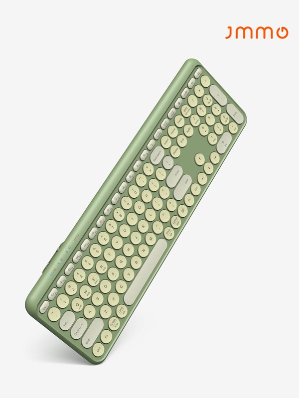 JMMO Teclado inalámbrico, teclado inalámbrico USB de 2.4GHz con 112 teclas, modo dual y teclas redondas, compatible con Windows/Chrome OS/Android/iOS/Apple, un regalo navideño imprescindible para otoño e invierno