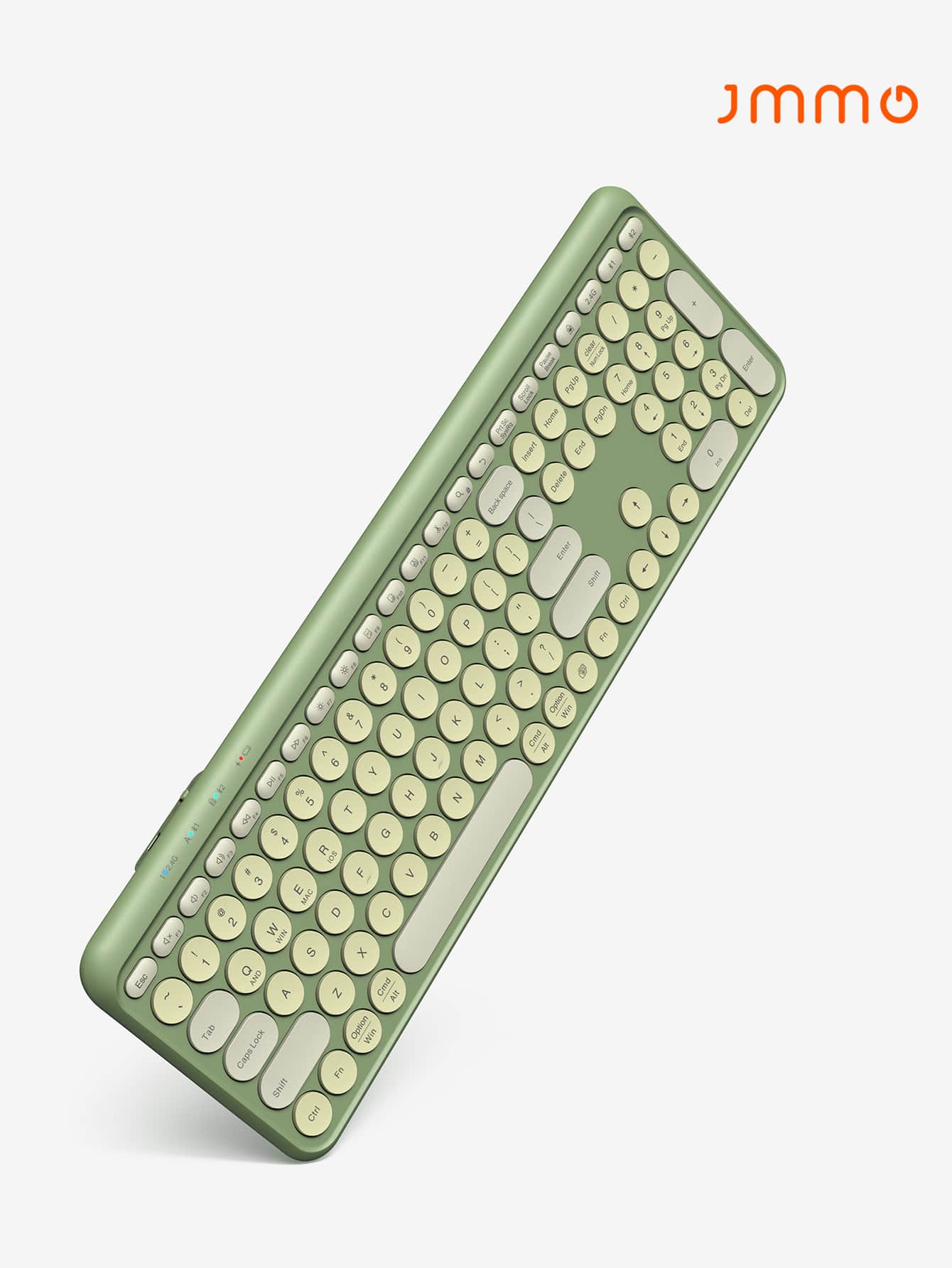 JMMO 无线键盘，2.4GHz USB 无线键盘，带 112 键双模式圆键键盘，支持 Windows/Chrome OS/Android/IOS/Apple 设备圣诞礼物，秋冬必备品 - 綠色 - 查看 1