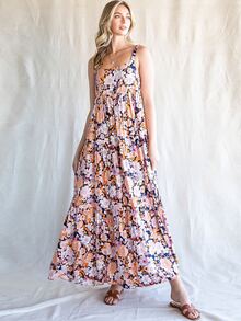 Allover Floral Print Layered Hem Cami Dress - Multicolor - View 4