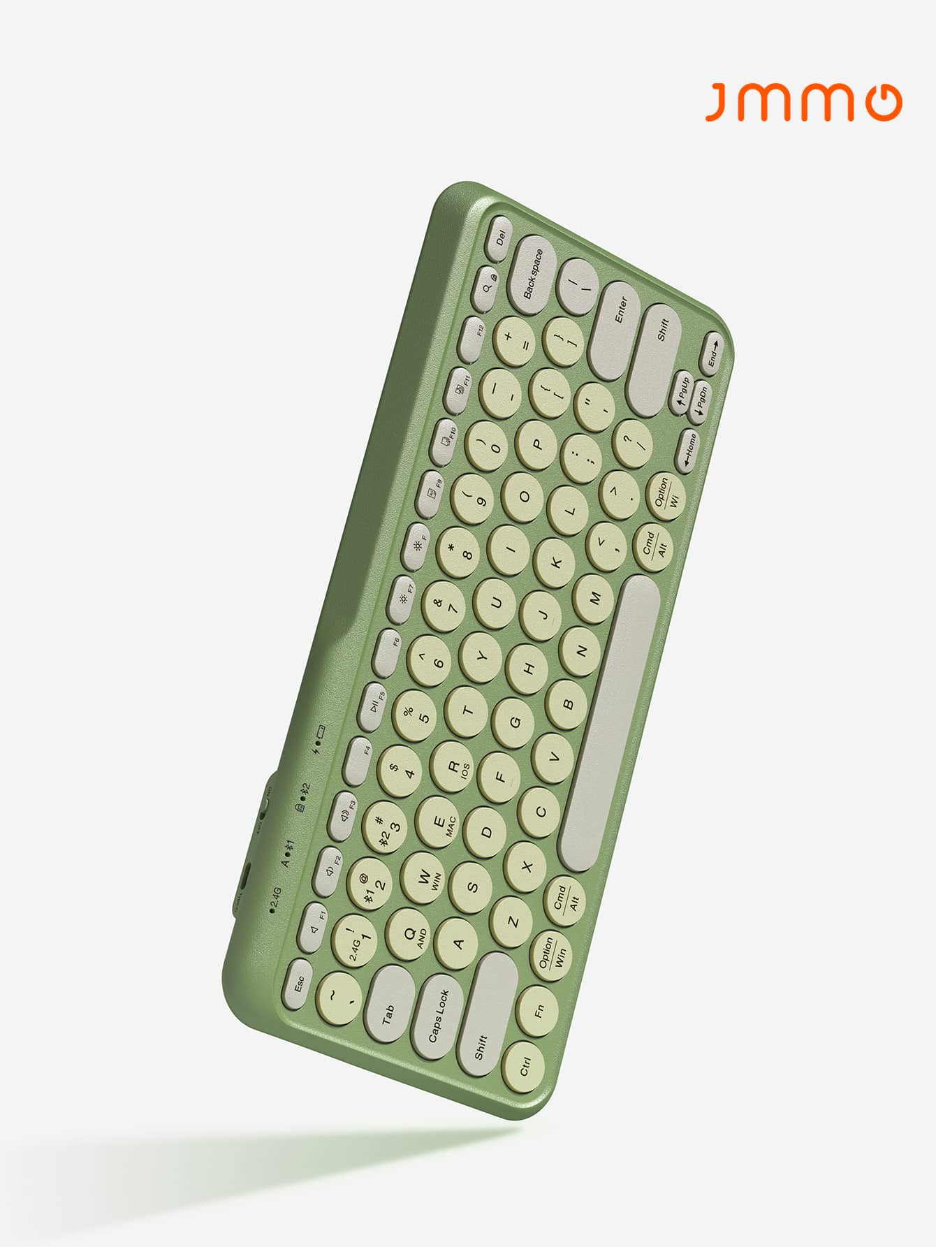 JMMO Wireless Keyboard,2.4GHz USB Wireless Keyboard With 79-Keys Dual Mode Round Keys Keyboard,Slim & Lightweight Support Devices For Windows/Chrome OS/Android/IOS/ TV - Green - View 1