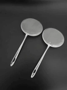 1 pieza de acero inoxidable Colador con mango largo grande Cuchara Colador para cocina - Plateado - Ver 2