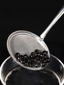 1 pieza de acero inoxidable Colador con mango largo grande Cuchara Colador para cocina - Plateado - Ver 5