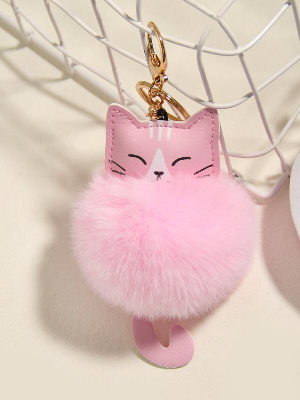 1pc Smiling Cat Anti-Pilling Keychain Bag Charm Car Accessories School