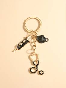 聽筒吊墜鑰匙圈 - 黑色 - 查看 1