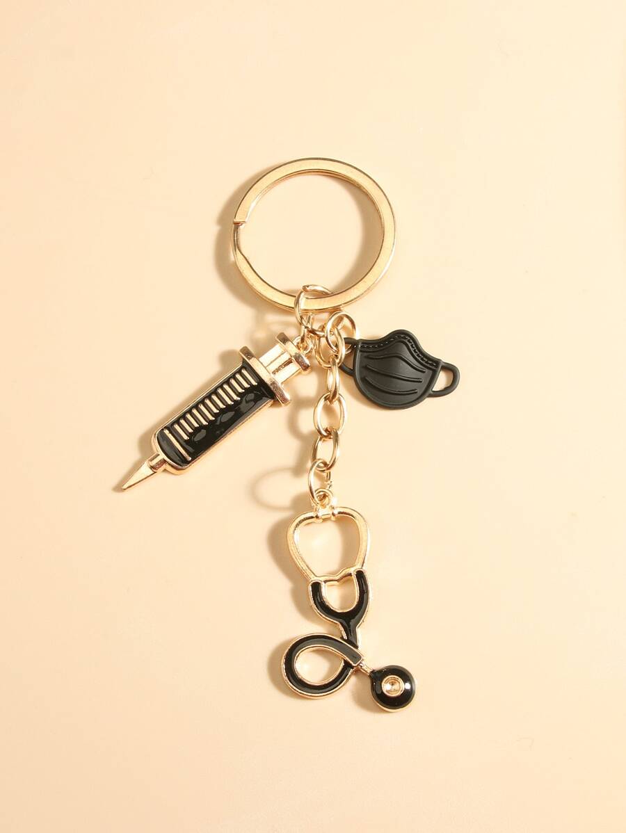 聽筒吊墜鑰匙圈 - 黑色 - 查看 1