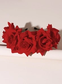 Flower Decor Headband Boho Valentine's Day Valentines,Hairband,Hair Hoop Headbands Hair Accessories Head Accessories - Red - View 6