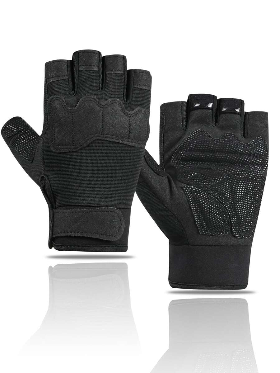 1雙半指騎行手套 - 黑色 - 查看 1