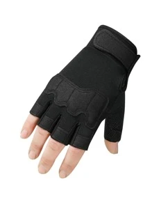 1雙半指騎行手套 - 黑色 - 查看 2