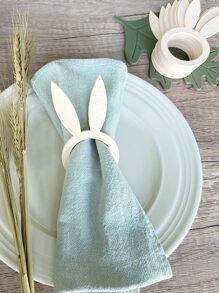 5 piezas madera Servilleta con oreja de conejo Servilletero Anillo para cocina - Amarillo - Ver 2