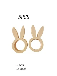 5 piezas madera Servilleta con oreja de conejo Servilletero Anillo para cocina - Amarillo - Ver 7