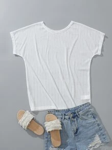 Swim Vcay Summer Beach Plain Sheer Cover Up - White - View 4