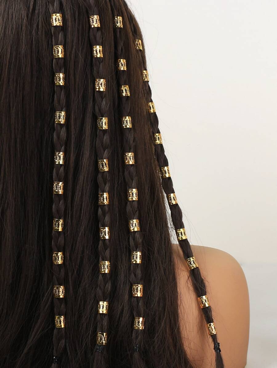 40pcs Gold Dreadlock Bead Rings, Women Braids Hair Decoration Hair Clips, Fashionable & Unique, Suitable For Holiday, Beach, Summer, Everyday Wear, Hair Accessories, Head Accessories, Hairpin - Gold - View 1