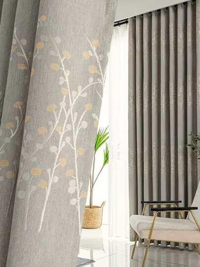 1pc Scandinavian Minimalist Blackout Curtain Panel For Living Room/Bedroom, Floor Length Window