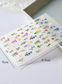 1片乡村花卉3D美甲贴纸，雏菊美甲贴花装饰贴纸DIY美甲用品 - 彩色 - 查看 5