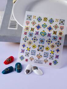 1张几何图案美甲贴纸 DIY美甲用品 - 彩色 - 查看 2