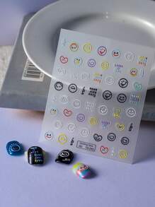 CoCo Notes 1張卡通臉部圖案指甲藝術貼紙，指甲貼紙DIY - 彩色 - 查看 2