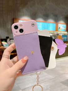 Shoulder Strap Cardholder Phone Case With Coin Pouch Compatible With IPhone 15/14/13/12/11 - Purple - View 2