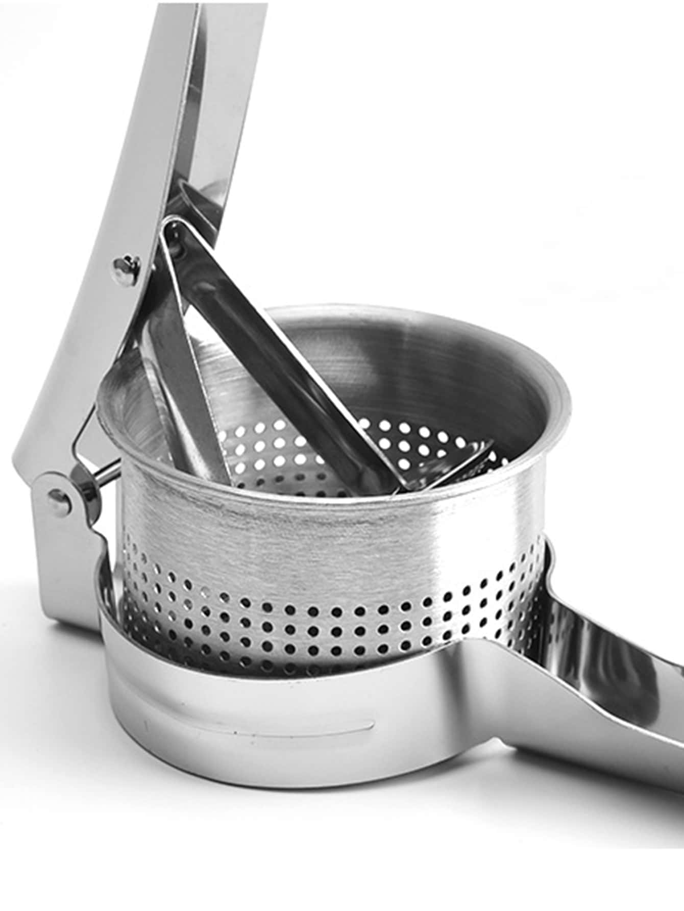 מועך תפוחי אדמה מפלדת אל חלד 1 יחידות, כלי מטבח קלאסי לפירה למטבח - כסף - ראה 3